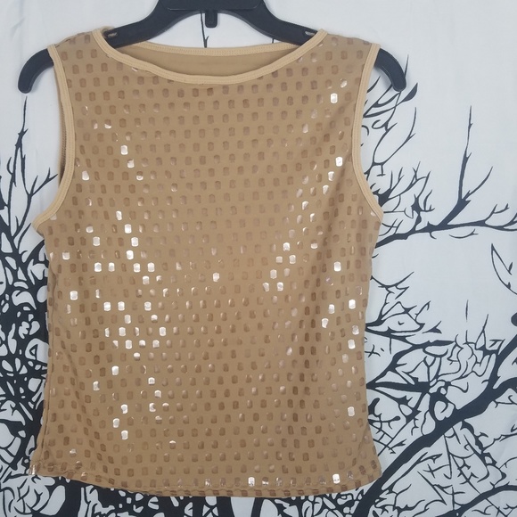 Tops - 4/$25 Sleeveless Gold Shiny Tank Top